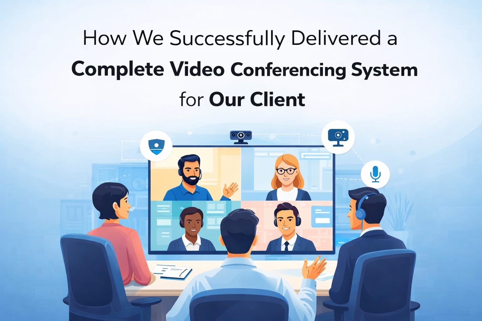 Modern office team using a professional video conferencing system with HD video, clear audio, and seamless remote collaboration setup